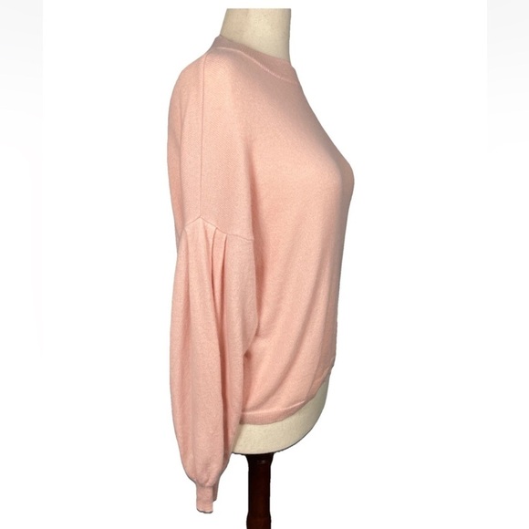Garnet Hill 100% Cashmere Puff Sleeve Knit Sweater Boat Neck Size Large In Pink - Picture 5 of 8